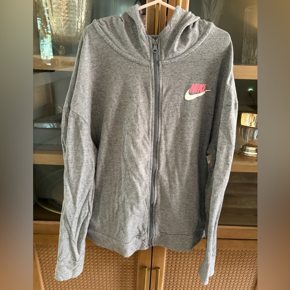Nike Heather Grey Jersey Knit Hoodie 12/14 XL